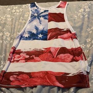 VENUS Red white and blue swim coverup tunic shirt with slits